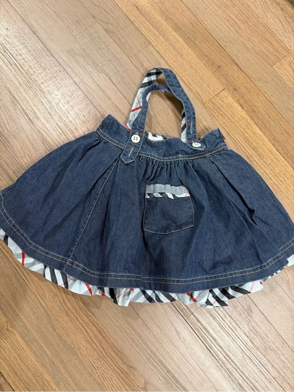 Burberry Denim Dress with Signature Check Lining size 12 months.